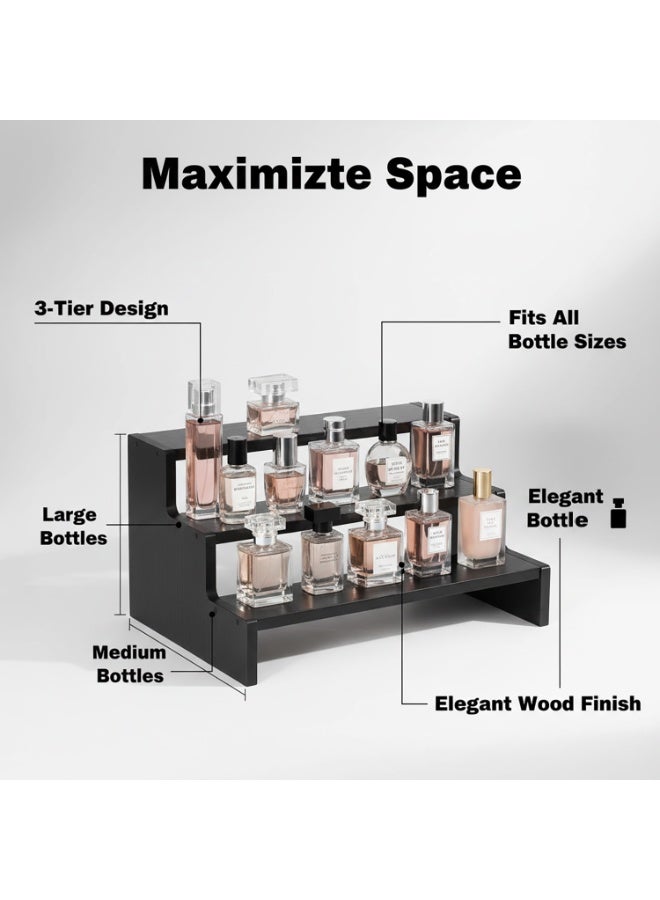 3-Tier Perfume Display Organiser, 34 cm Wide, Ladder Cologne Stand Holder, for Candles Cosmetics Cupcake Organizer Display Risers - Image 2